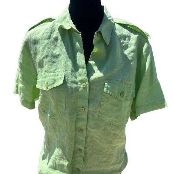 Jordan linen button down shirt, short sleeve, women's size M - Picture 1 of 9
